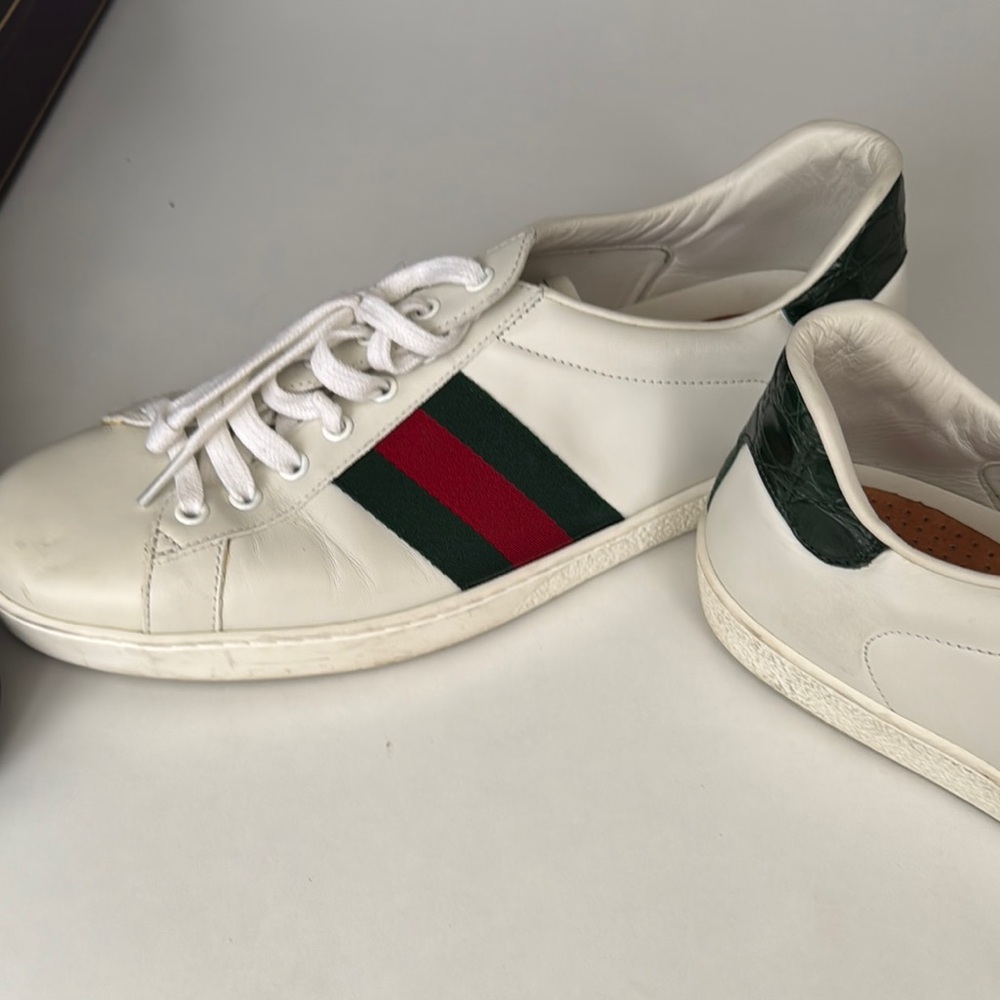Gucci White and Green Men's Sneakers